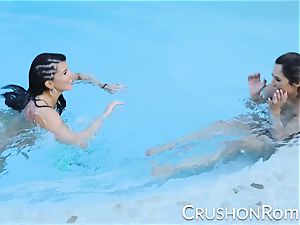 kick chicks - Romi Rain and Reena Sky nail in the pool